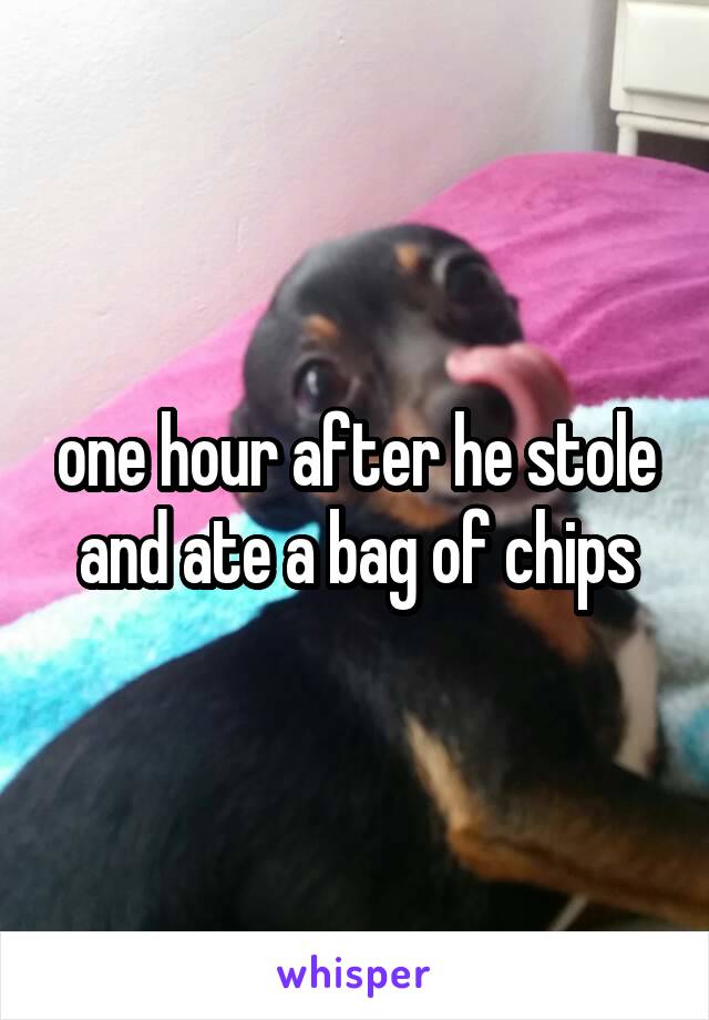 one hour after he stole and ate a bag of chips