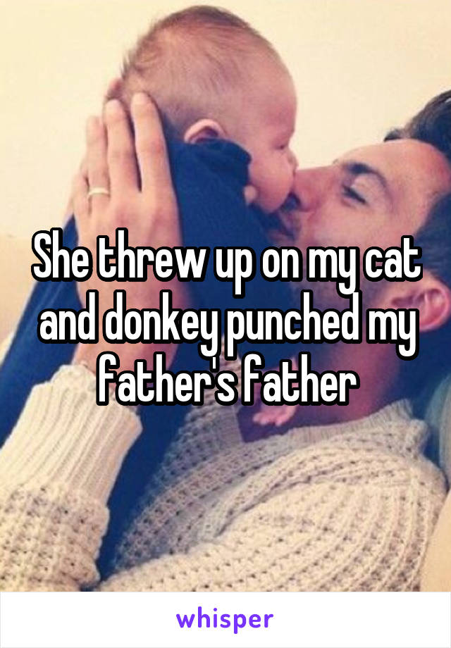 She threw up on my cat and donkey punched my father's father