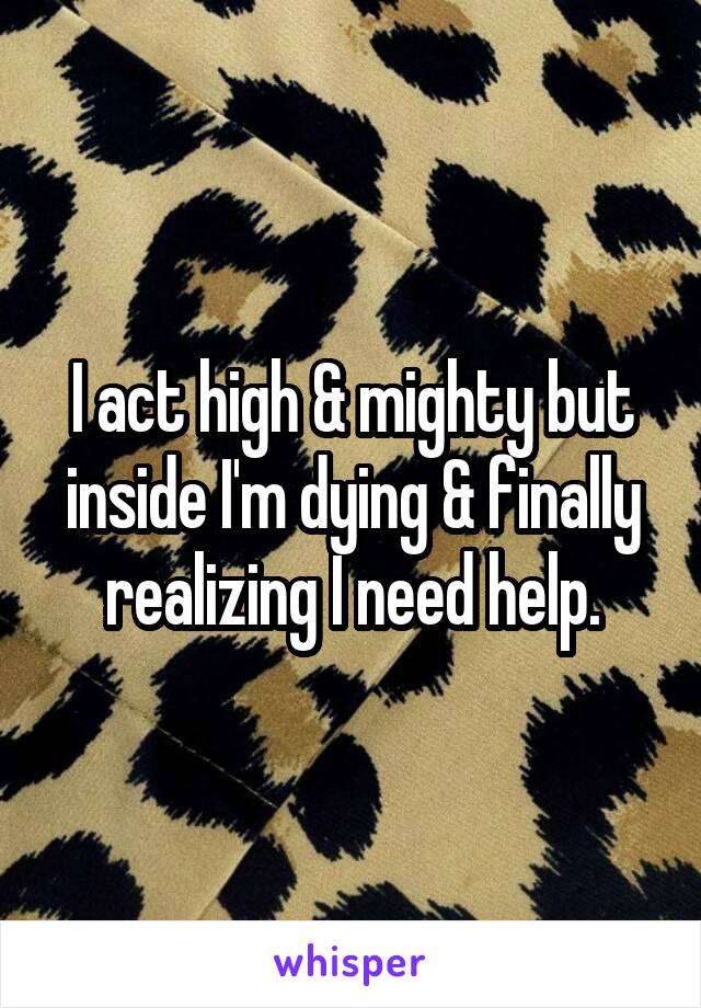 I act high & mighty but inside I'm dying & finally realizing I need help.