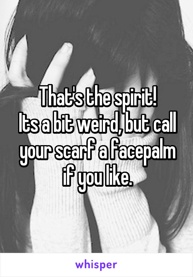 That's the spirit!
Its a bit weird, but call your scarf a facepalm if you like.