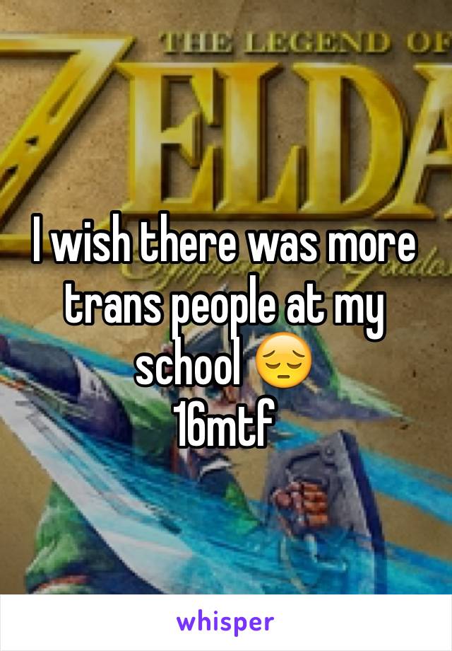 I wish there was more trans people at my school 😔
16mtf