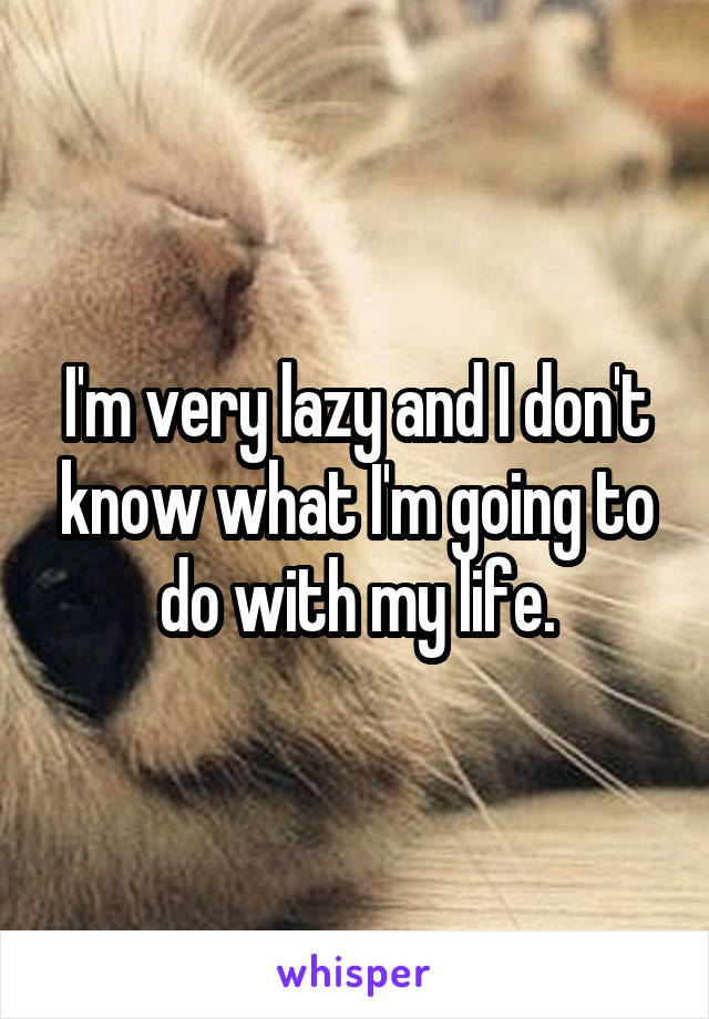 I'm very lazy and I don't know what I'm going to do with my life.