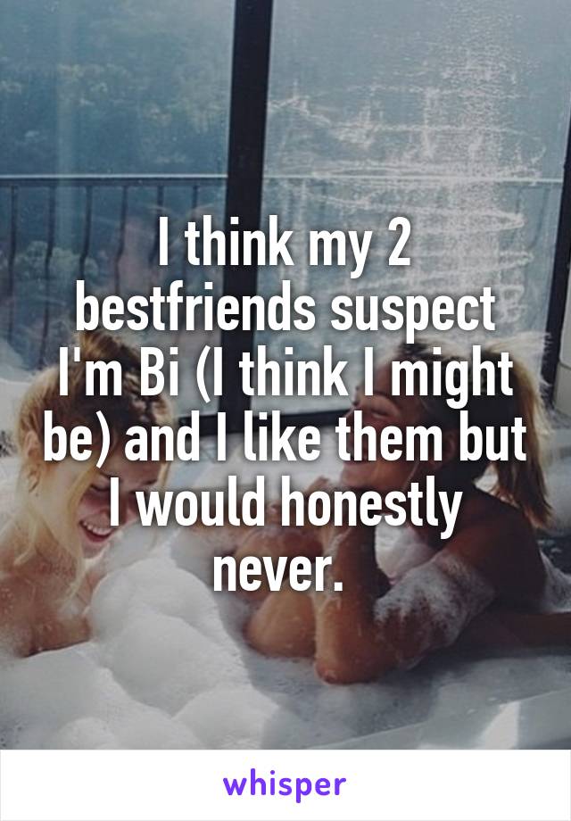 I think my 2 bestfriends suspect I'm Bi (I think I might be) and I like them but I would honestly never. 