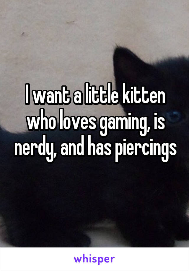 I want a little kitten who loves gaming, is nerdy, and has piercings 