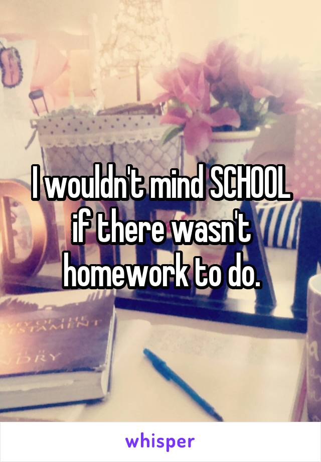 I wouldn't mind SCHOOL if there wasn't homework to do.