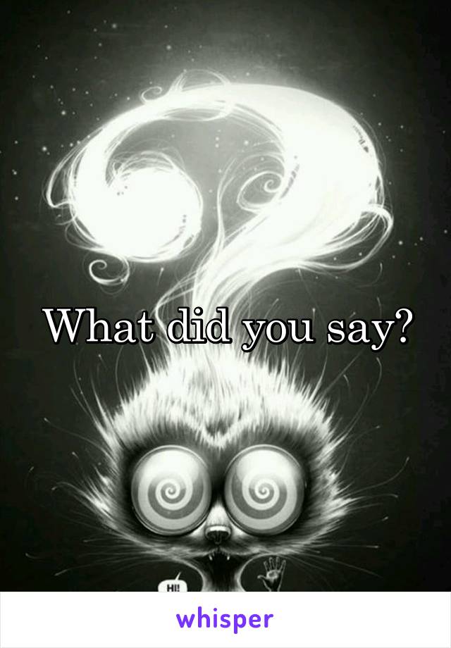 What did you say?