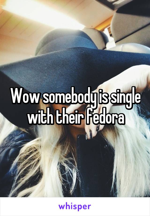 Wow somebody is single with their fedora