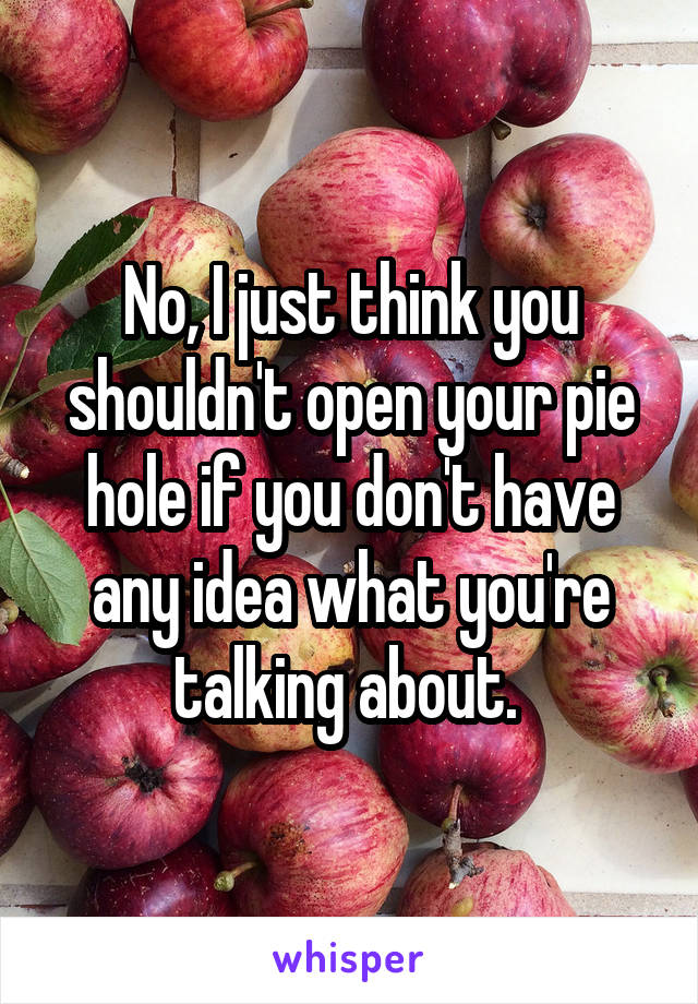 No, I just think you shouldn't open your pie hole if you don't have any idea what you're talking about. 