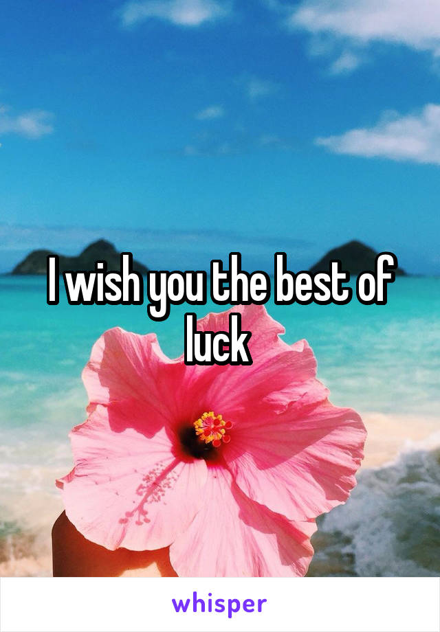 I wish you the best of luck 