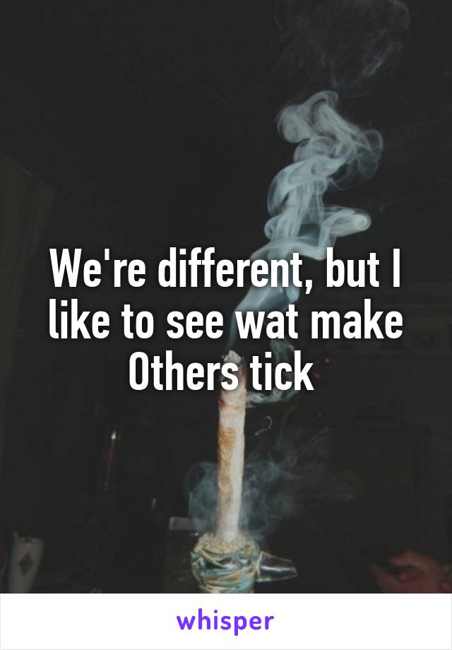 We're different, but I like to see wat make
Others tick 