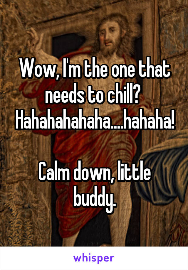 Wow, I'm the one that needs to chill?  Hahahahahaha....hahaha!

Calm down, little buddy.