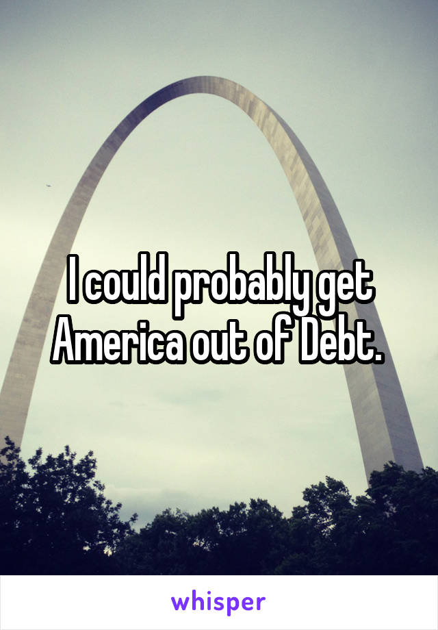 I could probably get America out of Debt. 