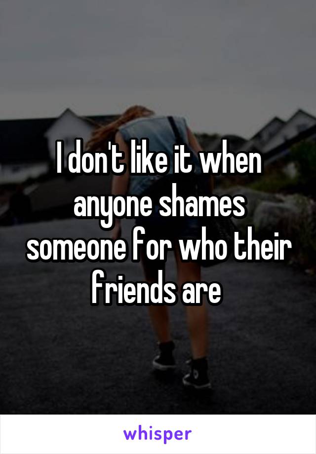 I don't like it when anyone shames someone for who their friends are 