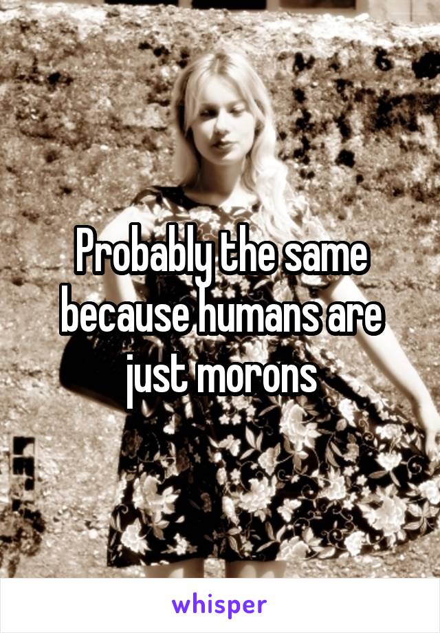 Probably the same because humans are just morons