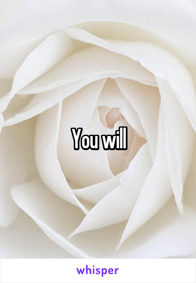 You will