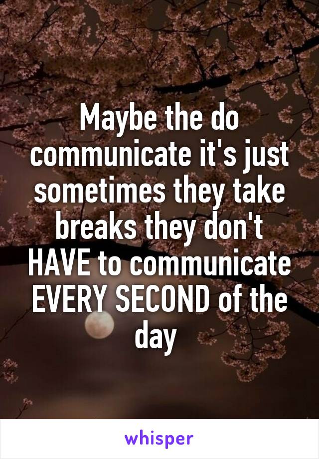 Maybe the do communicate it's just sometimes they take breaks they don't HAVE to communicate EVERY SECOND of the day 