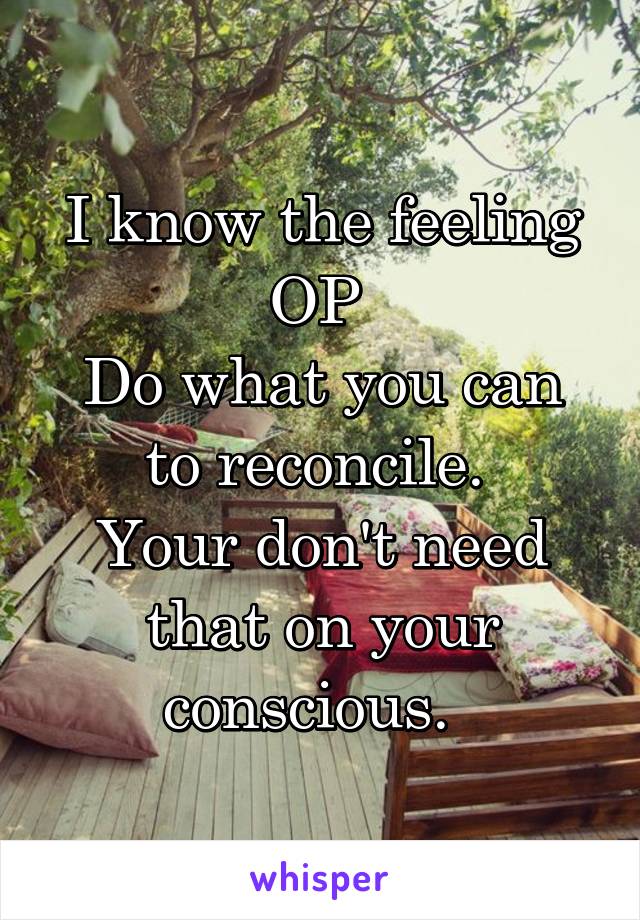 I know the feeling OP 
Do what you can to reconcile. 
Your don't need that on your conscious.  