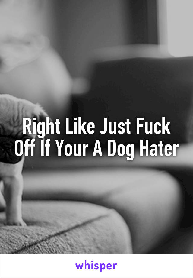 Right Like Just Fuck Off If Your A Dog Hater