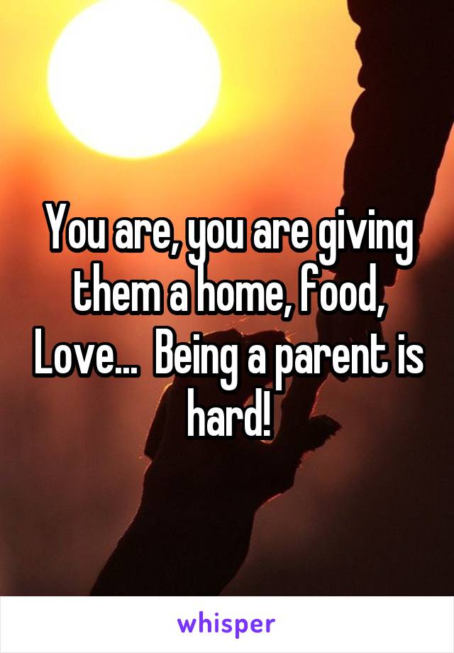 You are, you are giving them a home, food, Love...  Being a parent is hard!