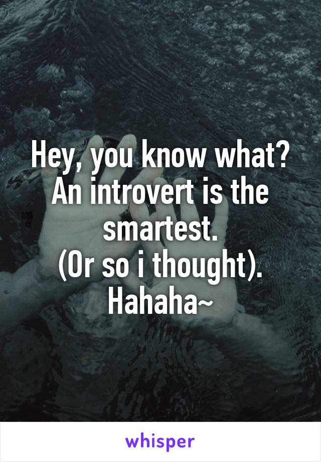 Hey, you know what?
An introvert is the smartest.
(Or so i thought).
Hahaha~