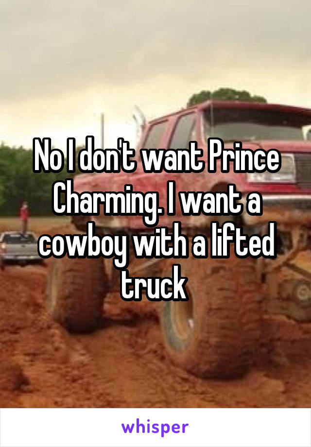 No I don't want Prince Charming. I want a cowboy with a lifted truck 