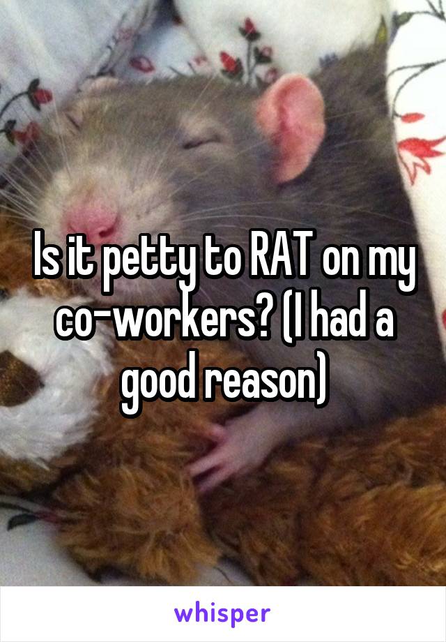 Is it petty to RAT on my co-workers? (I had a good reason)