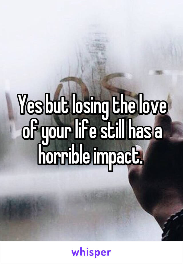 Yes but losing the love of your life still has a horrible impact. 