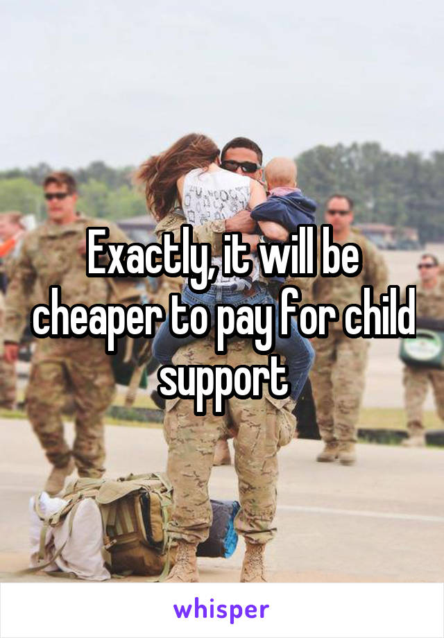 Exactly, it will be cheaper to pay for child support