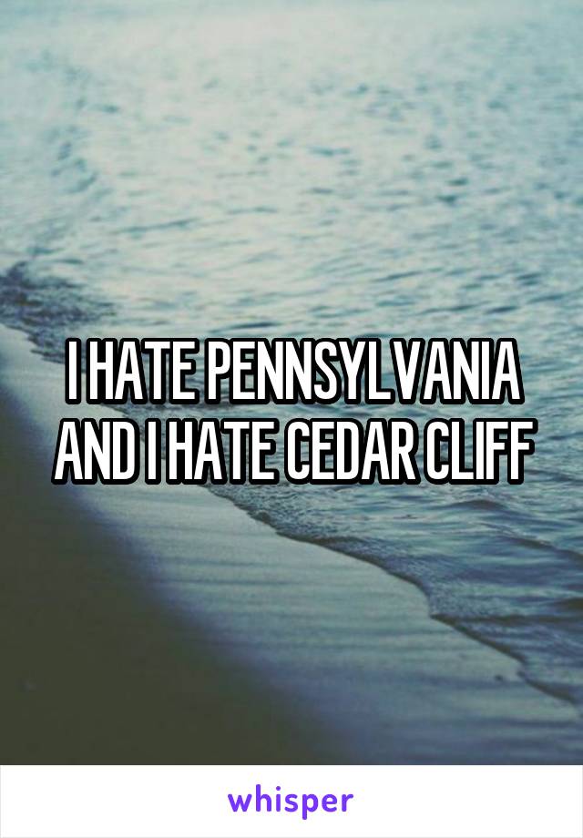 I HATE PENNSYLVANIA AND I HATE CEDAR CLIFF