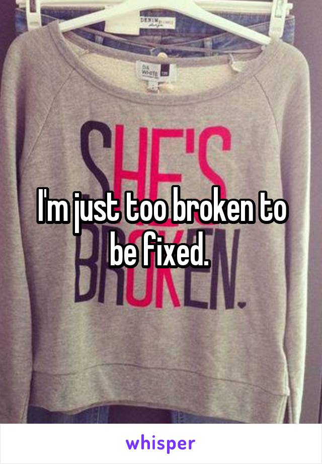 I'm just too broken to be fixed. 