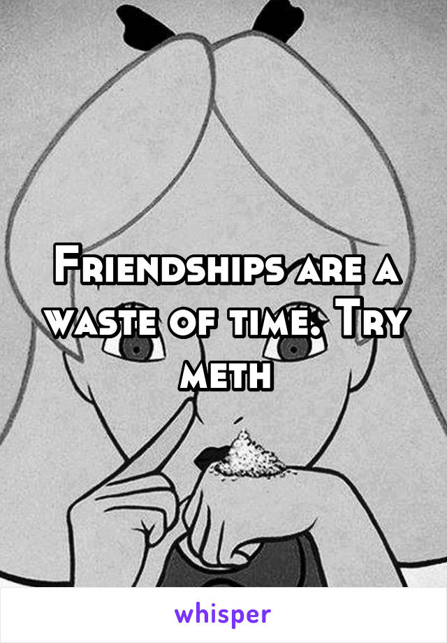 Friendships are a waste of time. Try meth