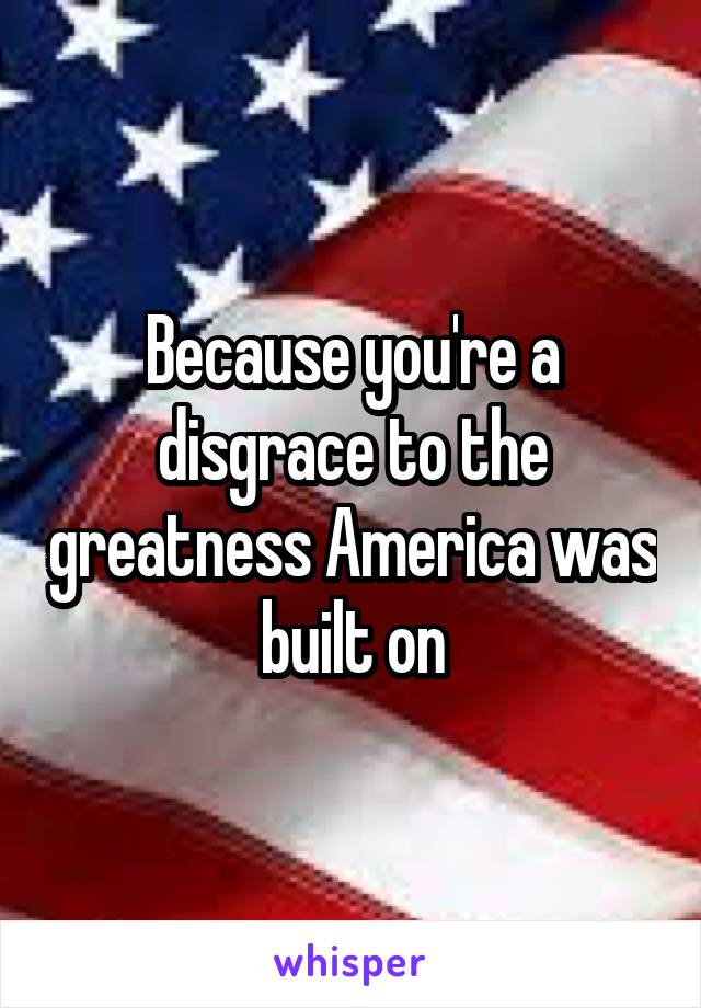 Because you're a disgrace to the greatness America was built on