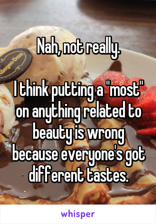 Nah, not really.

I think putting a "most" on anything related to beauty is wrong because everyone's got different tastes.