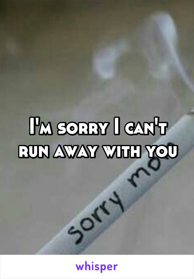 I'm sorry I can't run away with you