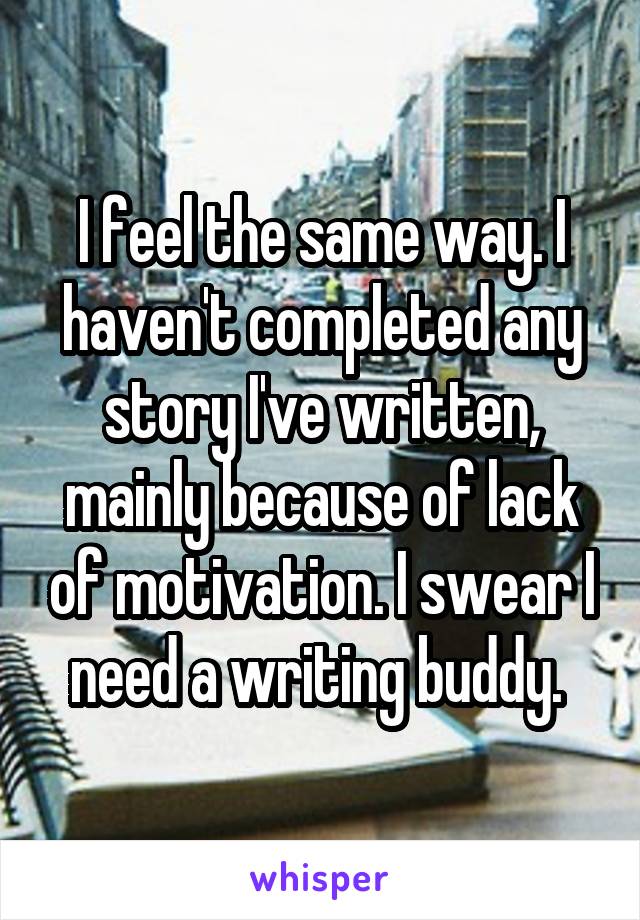 I feel the same way. I haven't completed any story I've written, mainly because of lack of motivation. I swear I need a writing buddy. 