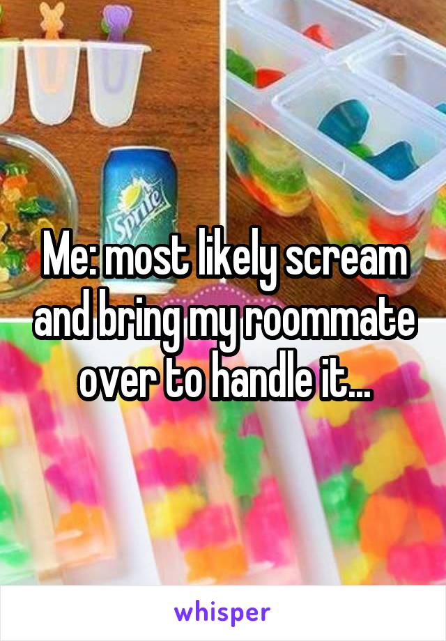 Me: most likely scream and bring my roommate over to handle it...