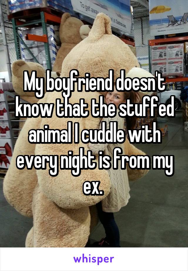 My boyfriend doesn't know that the stuffed animal I cuddle with every night is from my ex. 