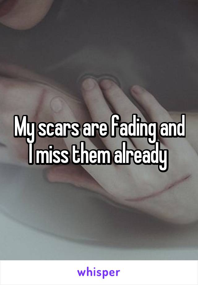 My scars are fading and I miss them already 