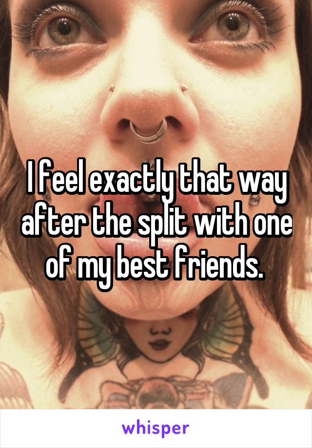 I feel exactly that way after the split with one of my best friends. 