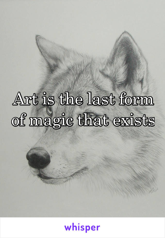 Art is the last form of magic that exists 