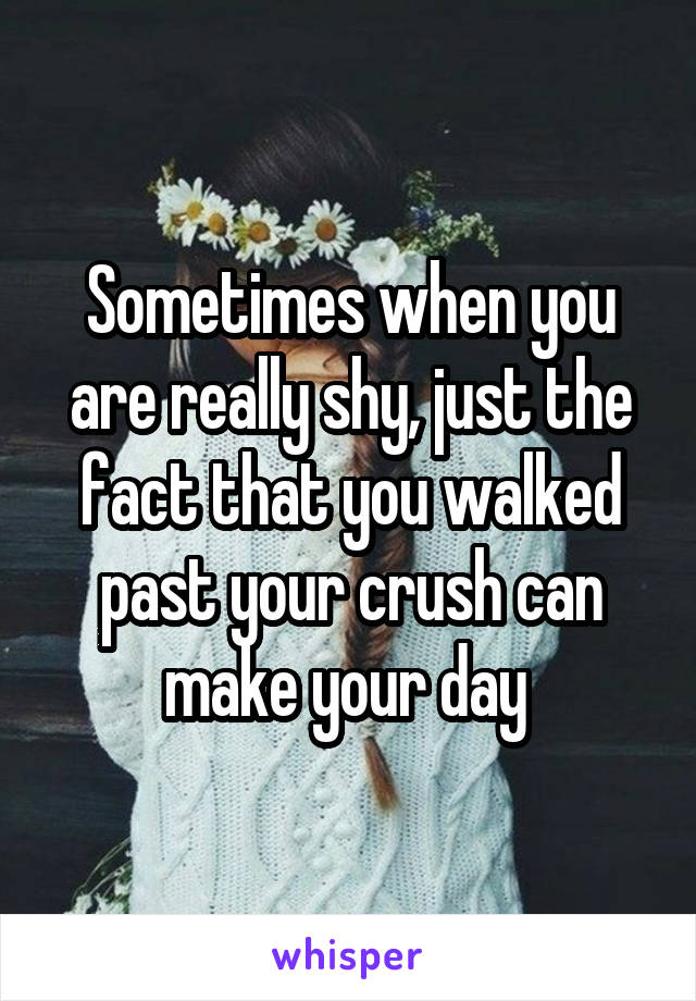 Sometimes when you are really shy, just the fact that you walked past your crush can make your day 