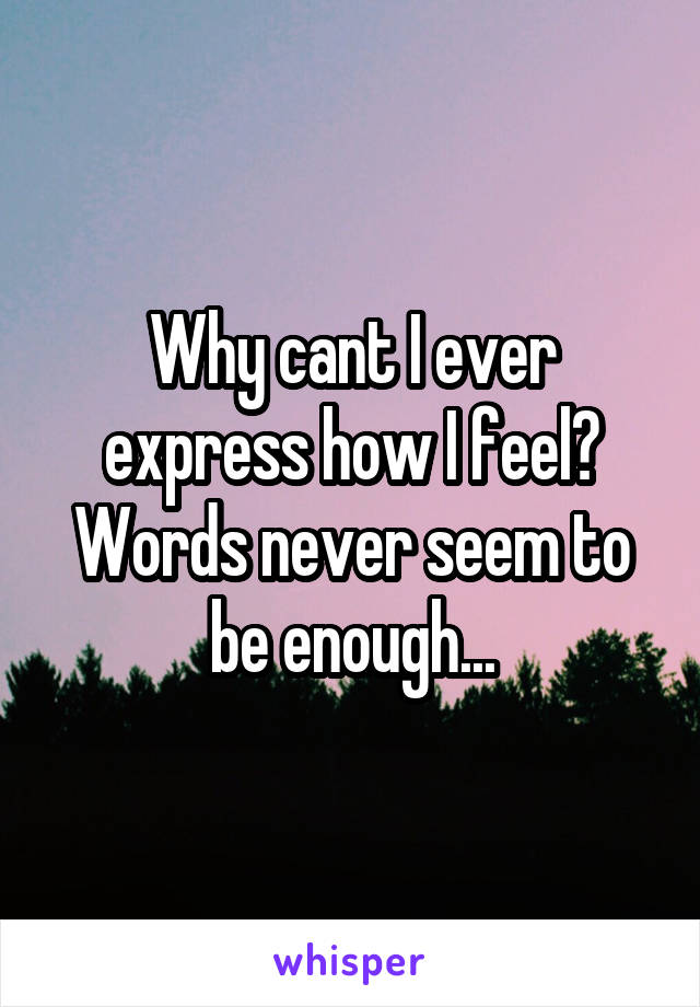 Why cant I ever express how I feel? Words never seem to be enough...