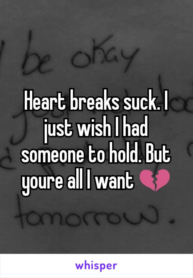 Heart breaks suck. I just wish I had someone to hold. But youre all I want 💔