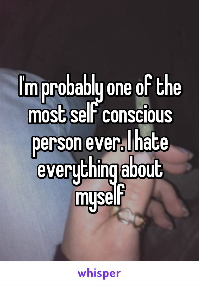 I'm probably one of the most self conscious person ever. I hate everything about myself