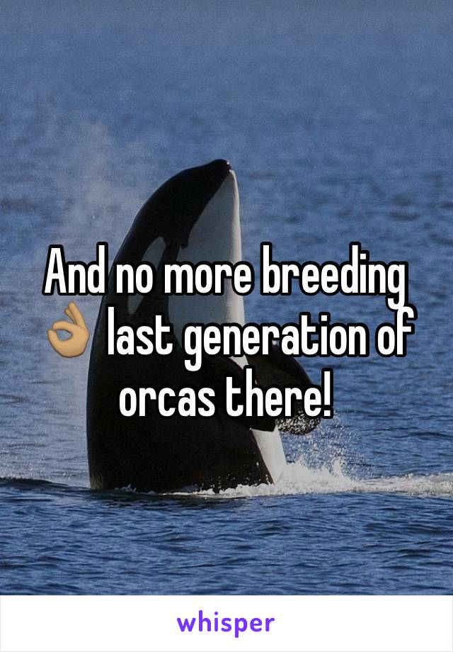 And no more breeding 👌🏽 last generation of orcas there!