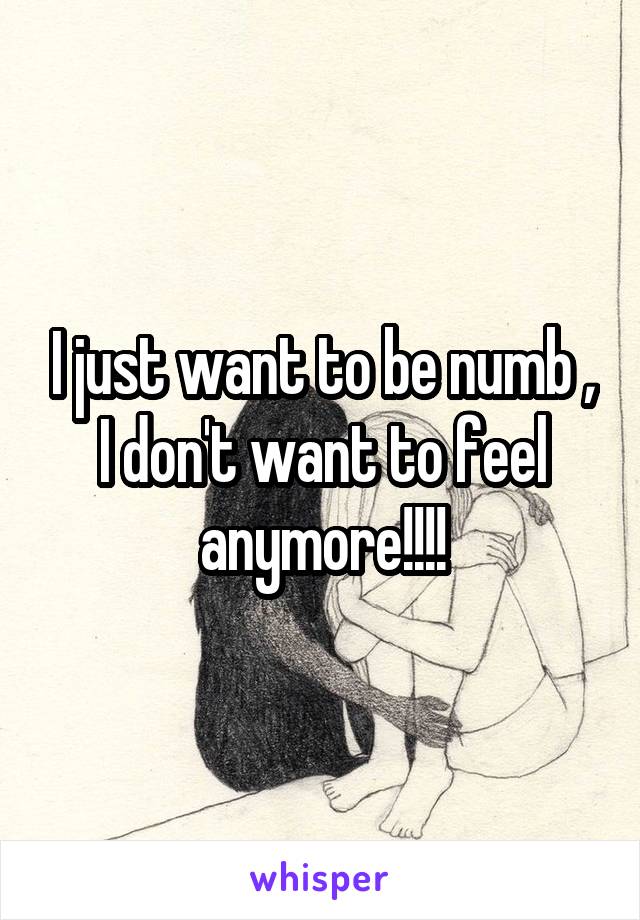 I just want to be numb , I don't want to feel anymore!!!!