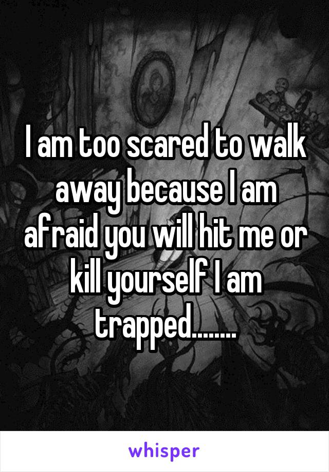 I am too scared to walk away because I am afraid you will hit me or kill yourself I am trapped........