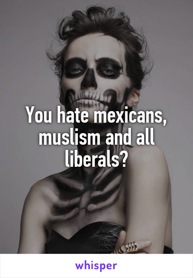 You hate mexicans, muslism and all liberals?