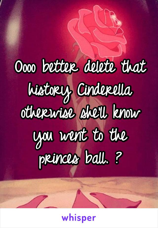 Oooo better delete that history Cinderella otherwise she'll know you went to the princes ball. 😵