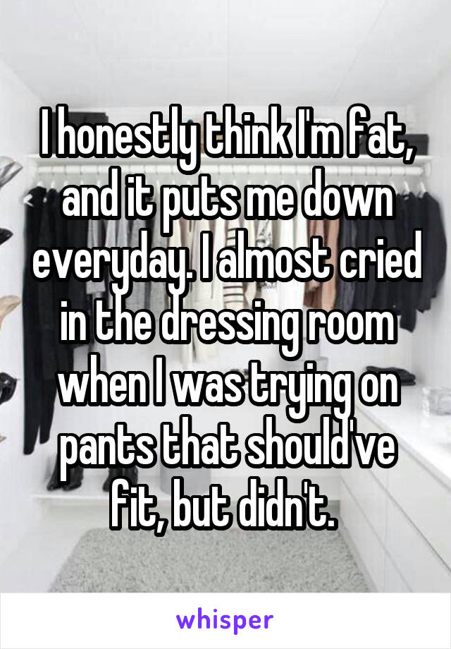 I honestly think I'm fat, and it puts me down everyday. I almost cried in the dressing room when I was trying on pants that should've fit, but didn't. 